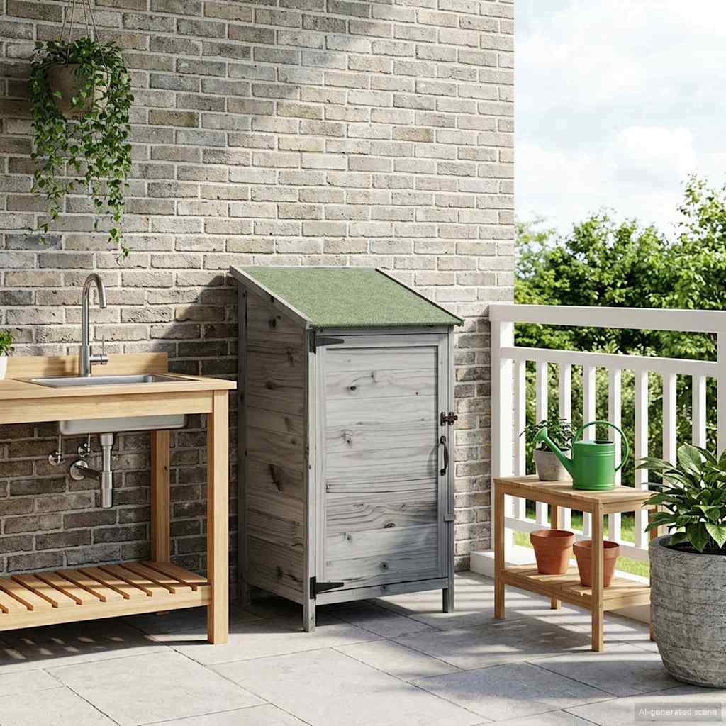 Garden Shed Grey 59 x 56 x 113.5 cm Engineered Wood