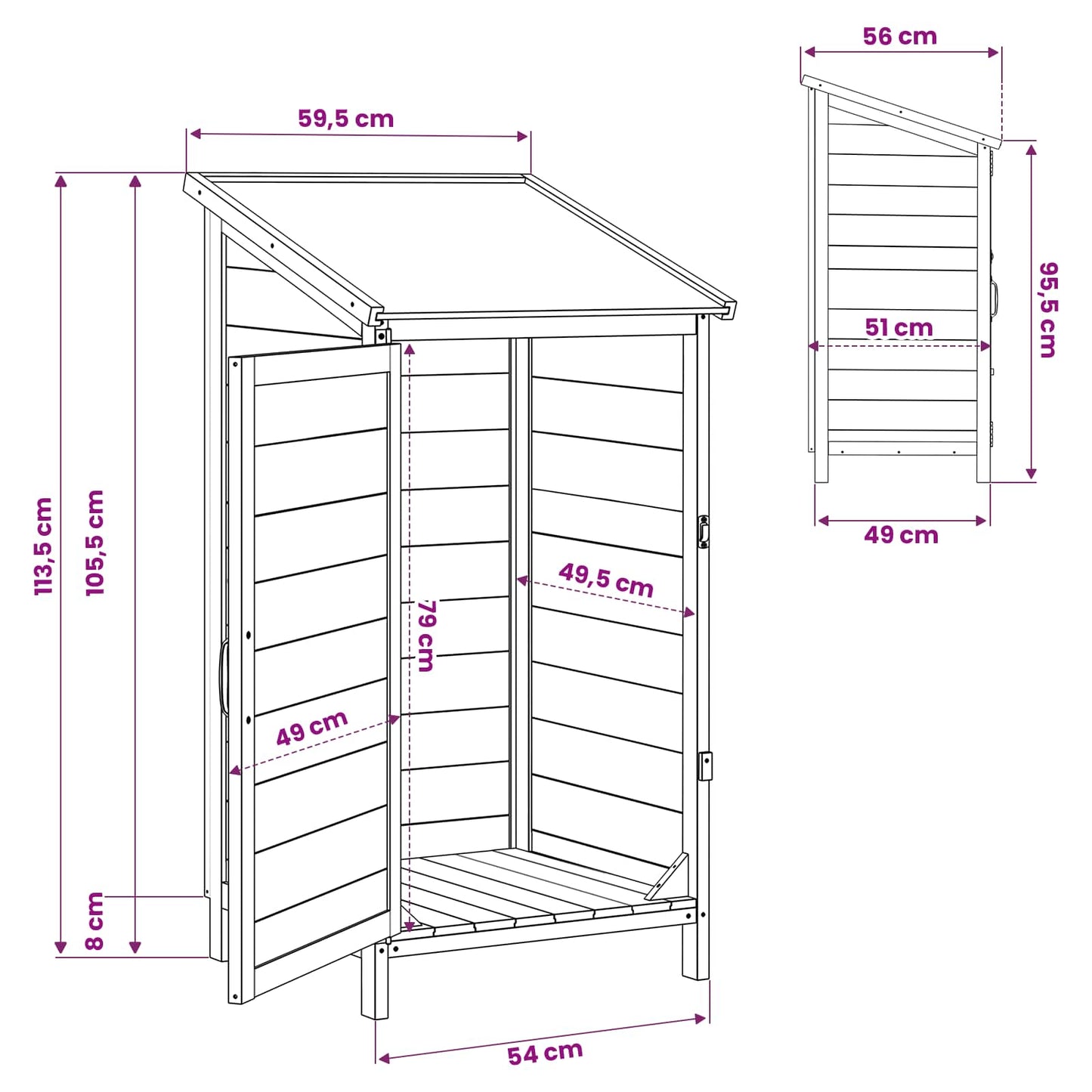 Garden Shed Grey 59 x 56 x 113.5 cm Engineered Wood