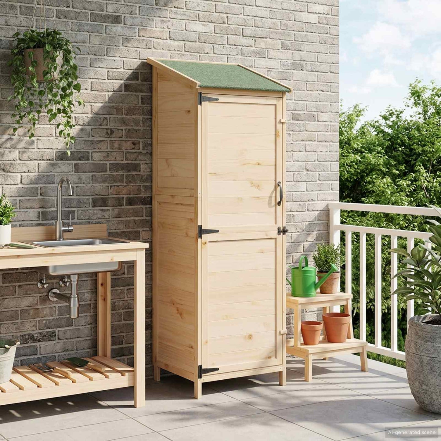 Garden Shed Natural 59.5 x 56 x 176.5 cm Engineered Wood