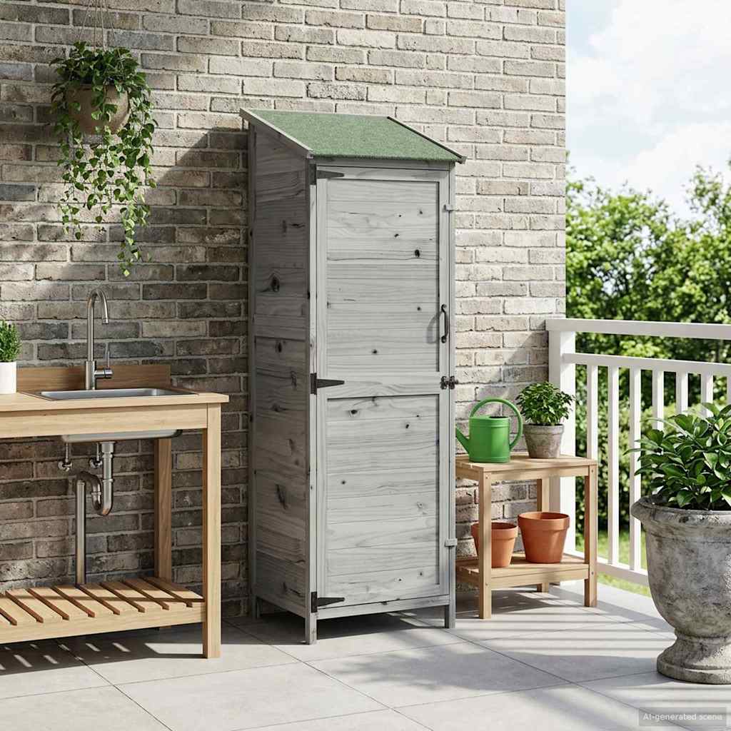 Garden Shed Grey 59.5 x 56 x 176.5 cm Engineered Wood