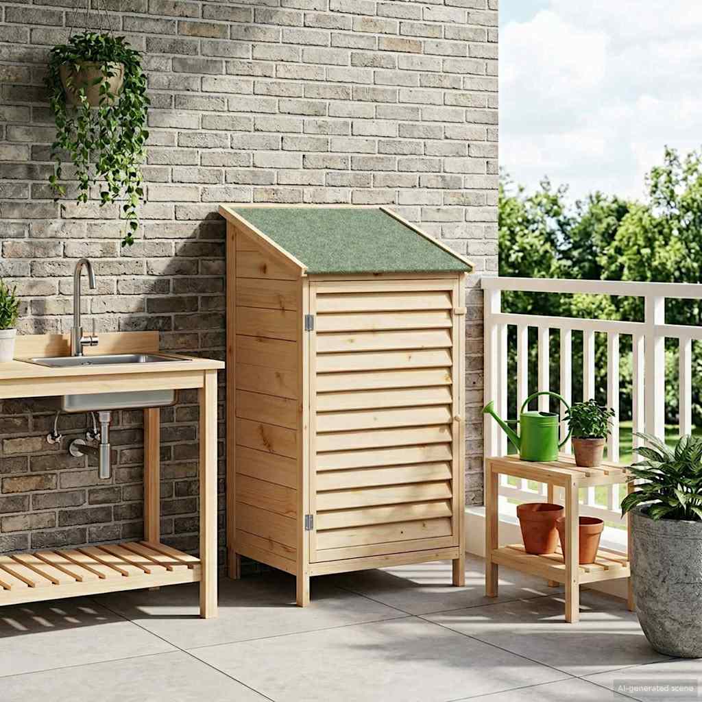 Garden Shed Natural 59 x 56 x 113.5 cm Solid Fir Wood