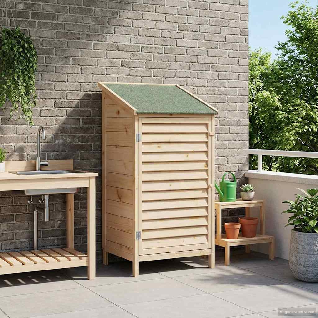 Garden Shed Natural 59 x 56 x 113.5 cm Solid Fir Wood