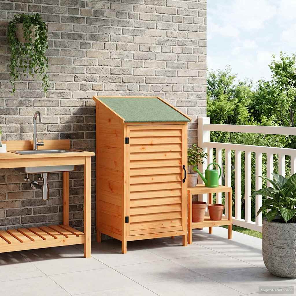Garden Shed Brown 59 x 56 x 113.5 cm Solid Fir Wood