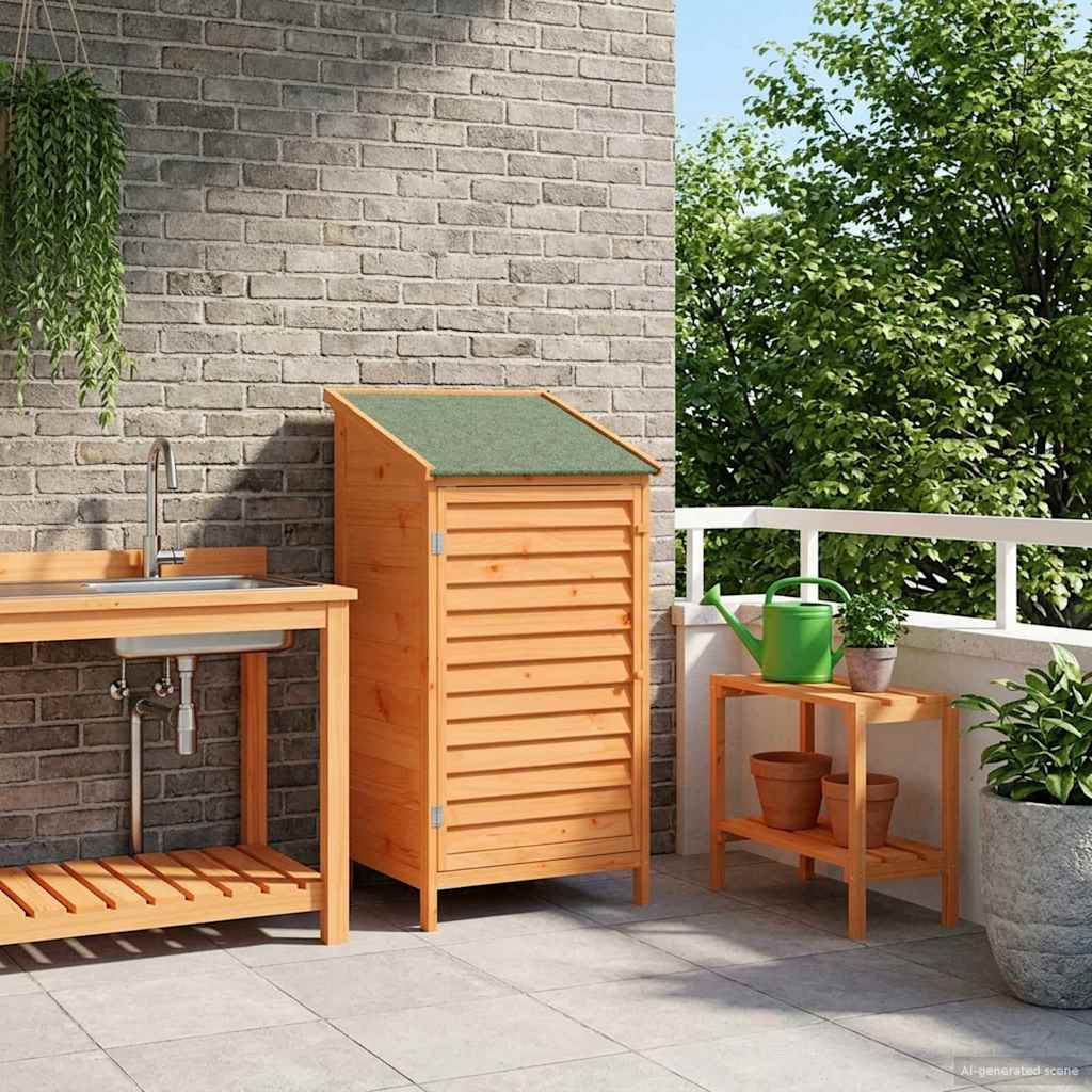 Garden Shed Brown 59 x 56 x 113.5 cm Solid Fir Wood