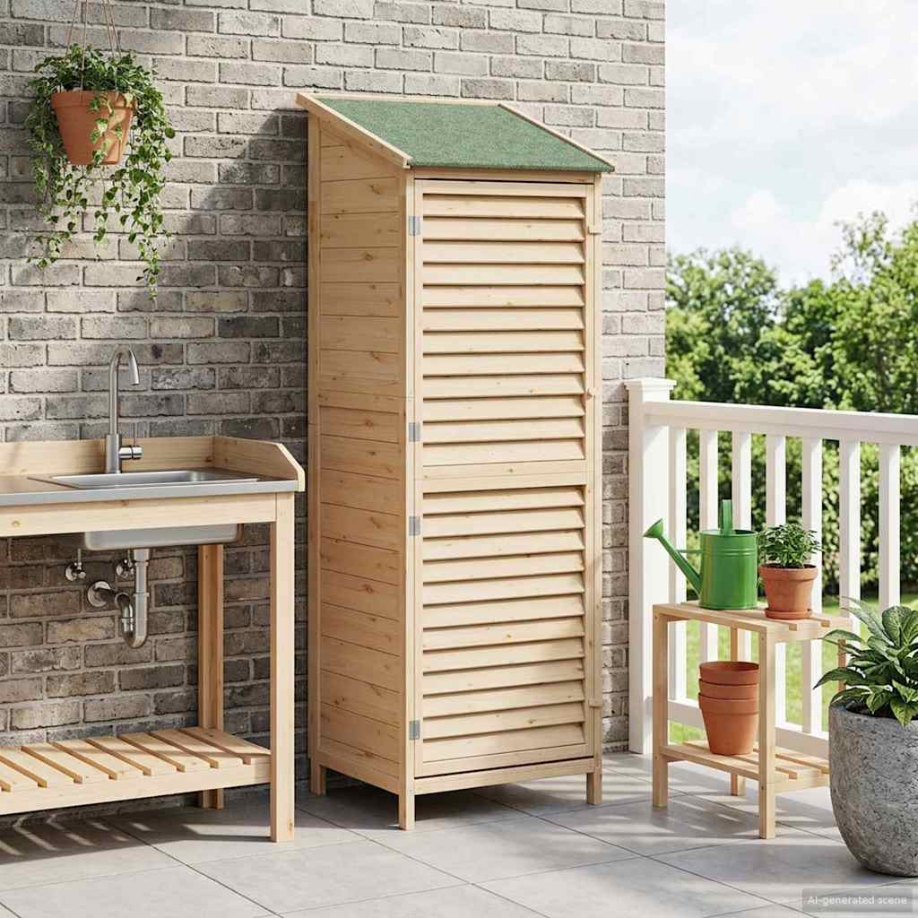 Garden Shed Natural 59 x 56 x 176 cm Solid Fir Wood