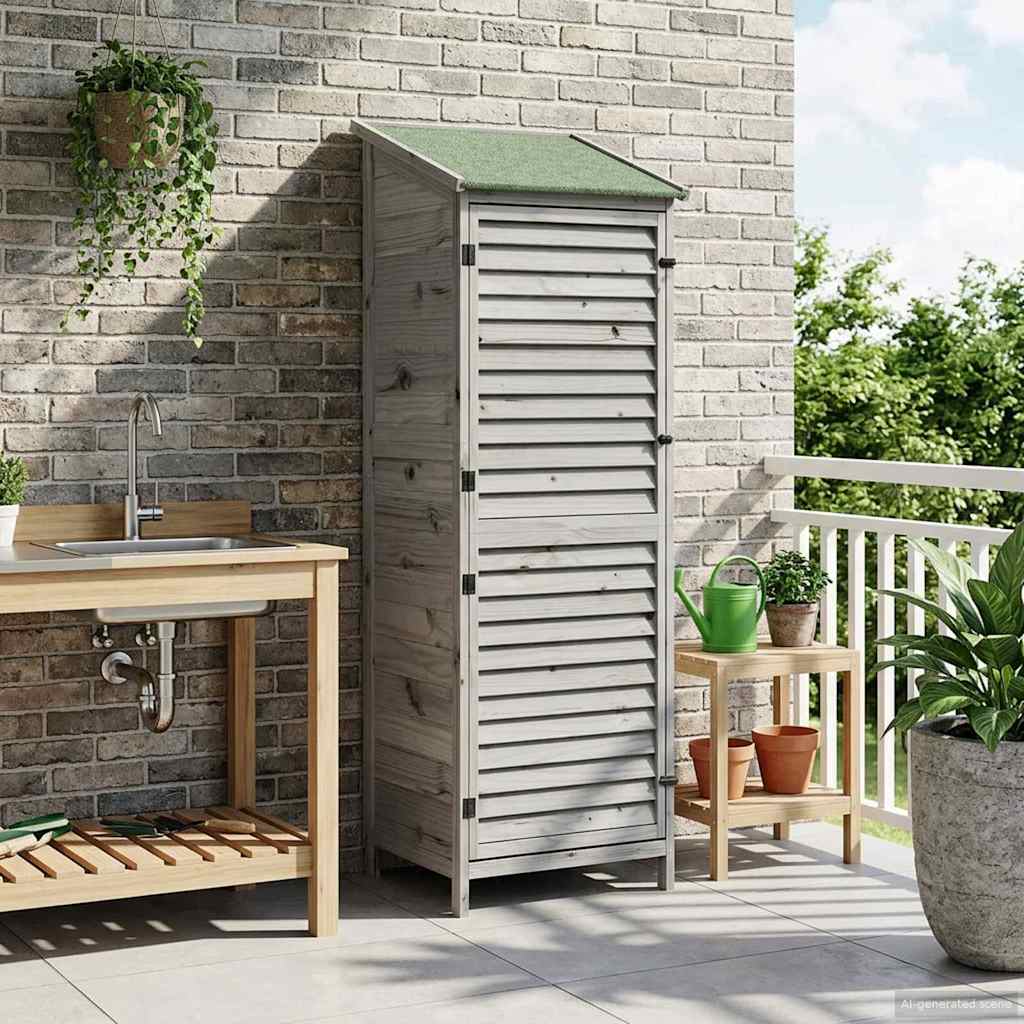 Garden Shed Grey 59 x 56 x 176 cm Solid Fir Wood