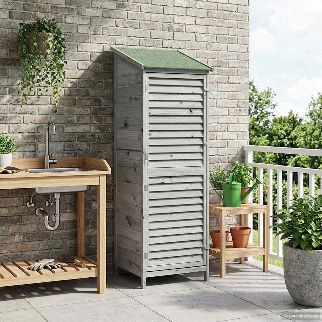 Garden Shed Grey 59 x 56 x 176 cm Solid Fir Wood