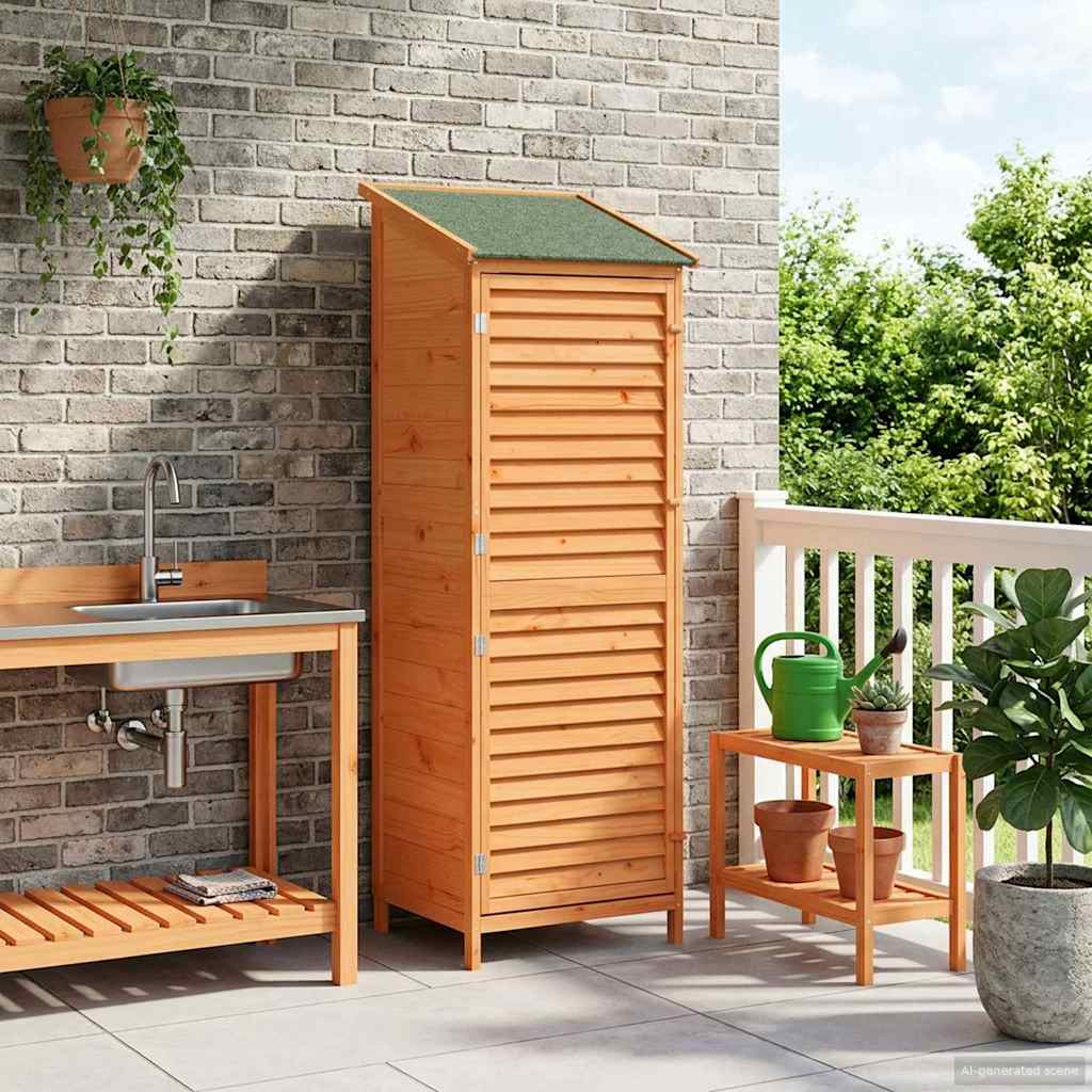 Garden Shed Brown 59 x 56 x 176 cm Solid Fir Wood