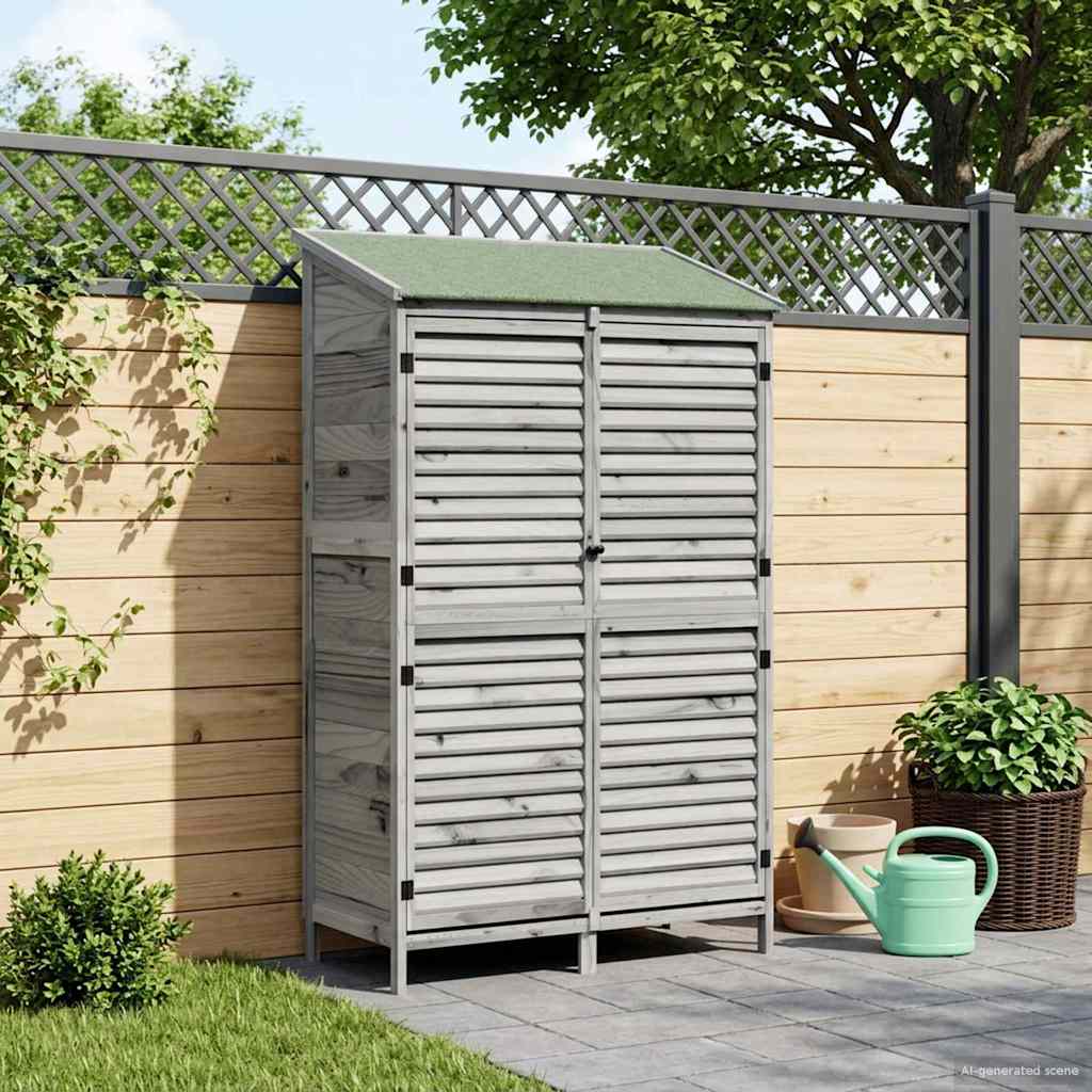 Garden Shed Grey 106 x 56 x 176.5 cm Solid Fir Wood