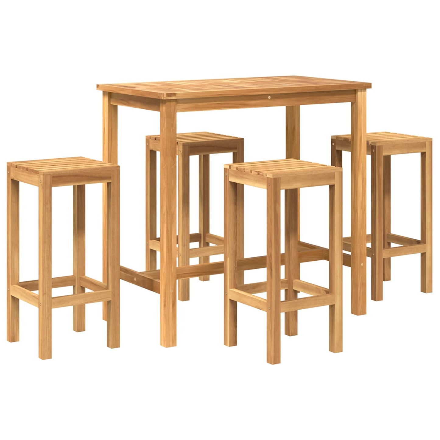 Outdoor Bar Set 5 pcs Untreated Solid Teak Wood
