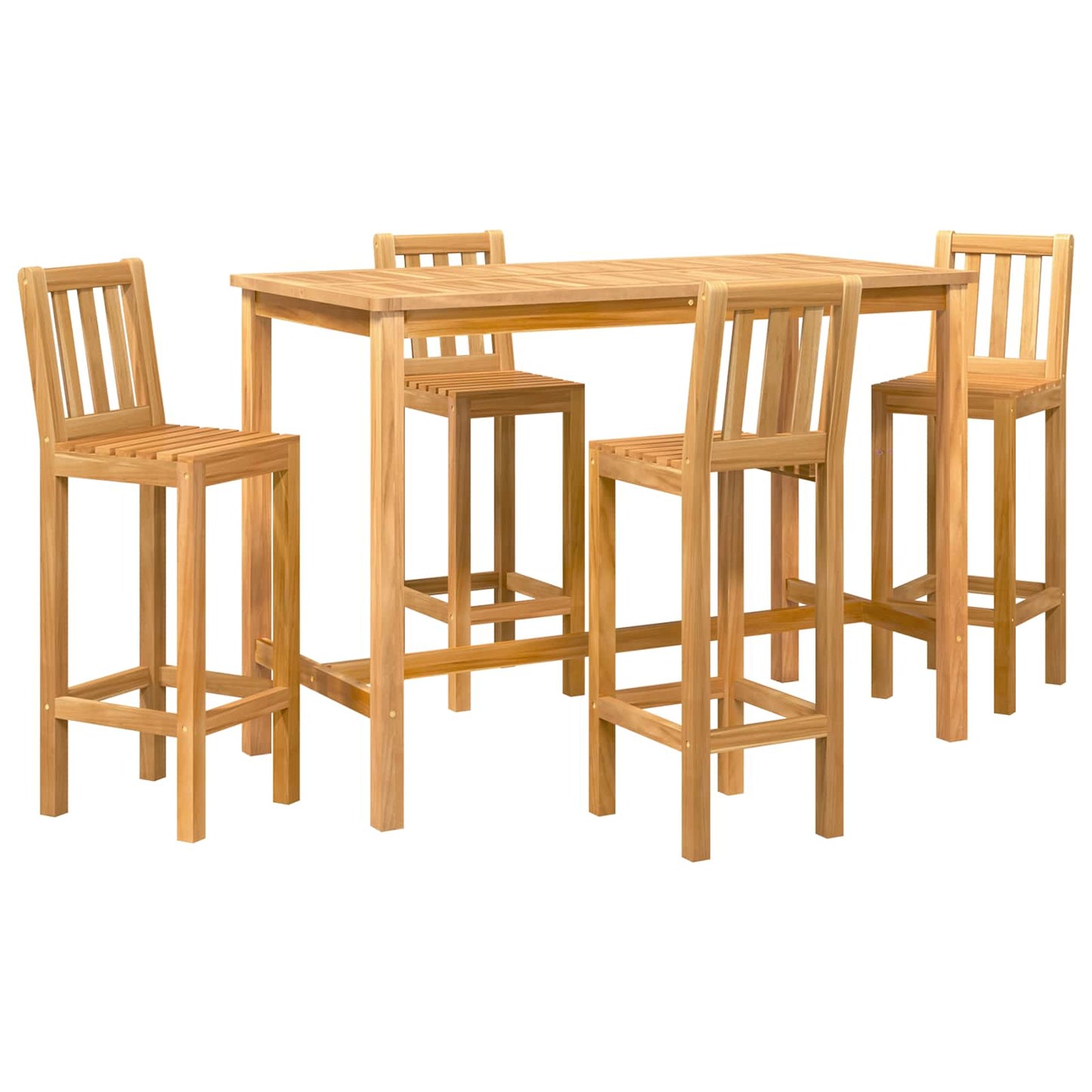 Outdoor Bar Set 5 pcs Natural Solid Teak Wood
