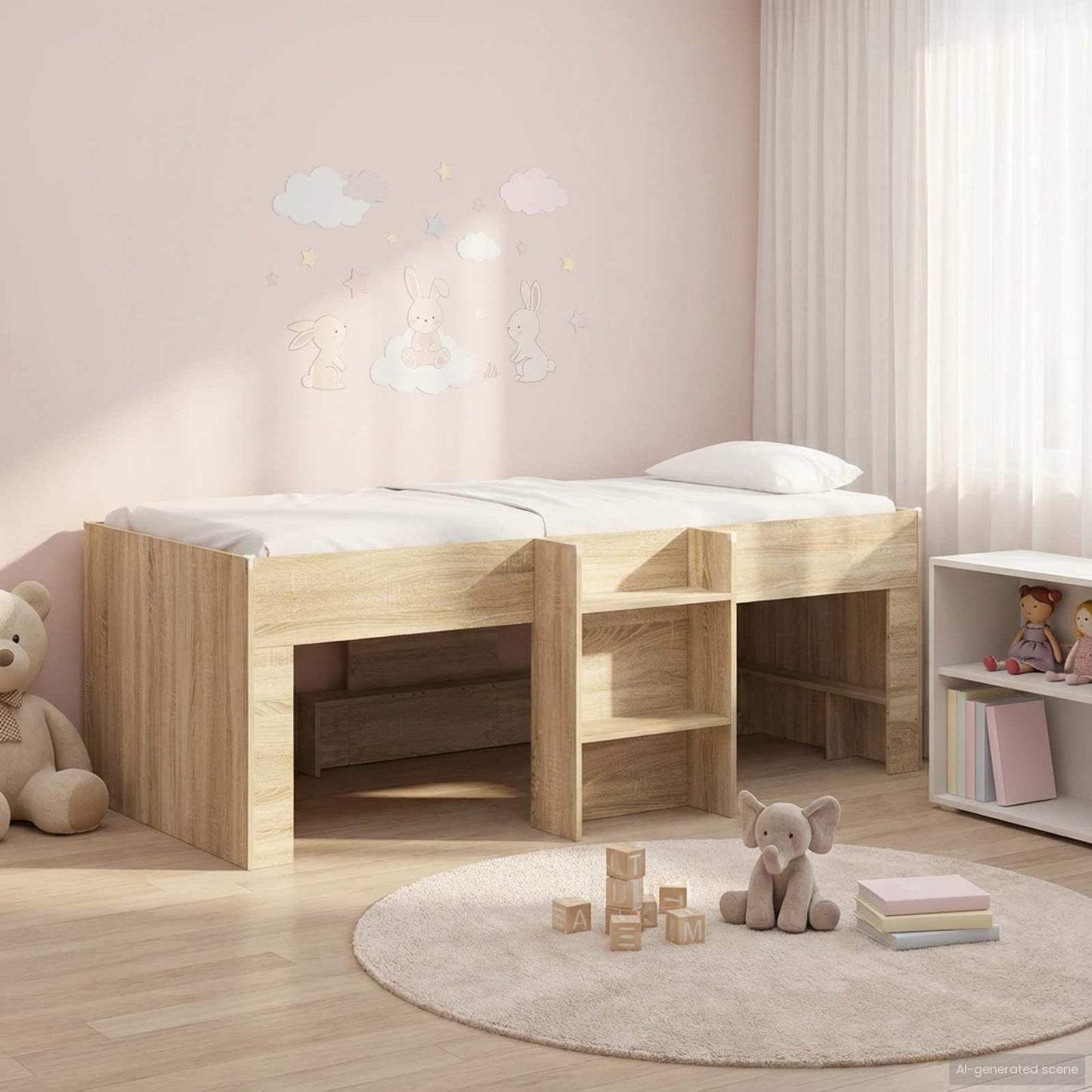 Kids'High Bed Frame 2 pcs Sonoma Oak 90 x 200 cm