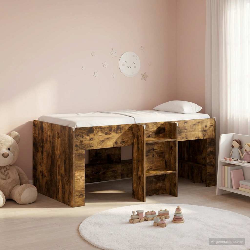 Kids'High Bed Frame 2 pcs Smoked Oak 163 x 101.1 x 68.5 cm