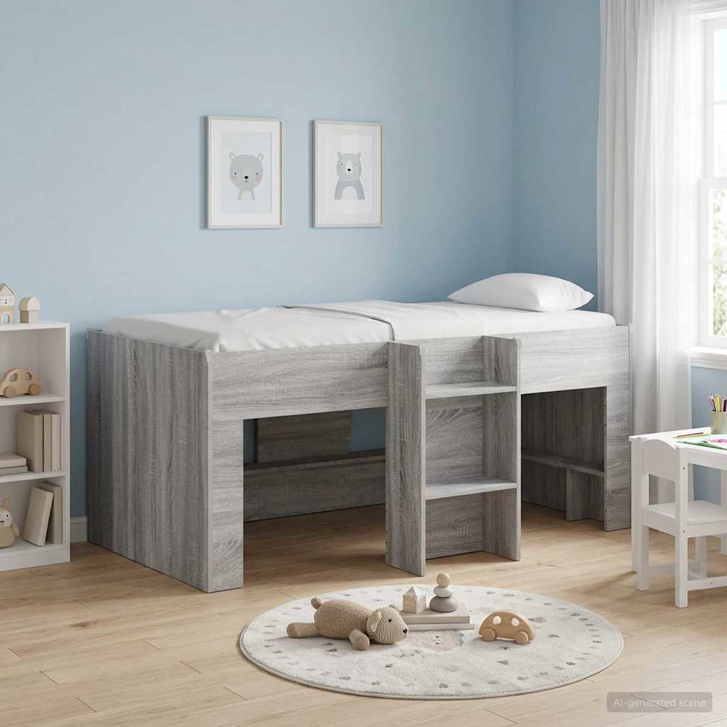 Kids'High Bed Frame 2 pcs Grey Sonoma 163 x 101.1 x 68.5 cm