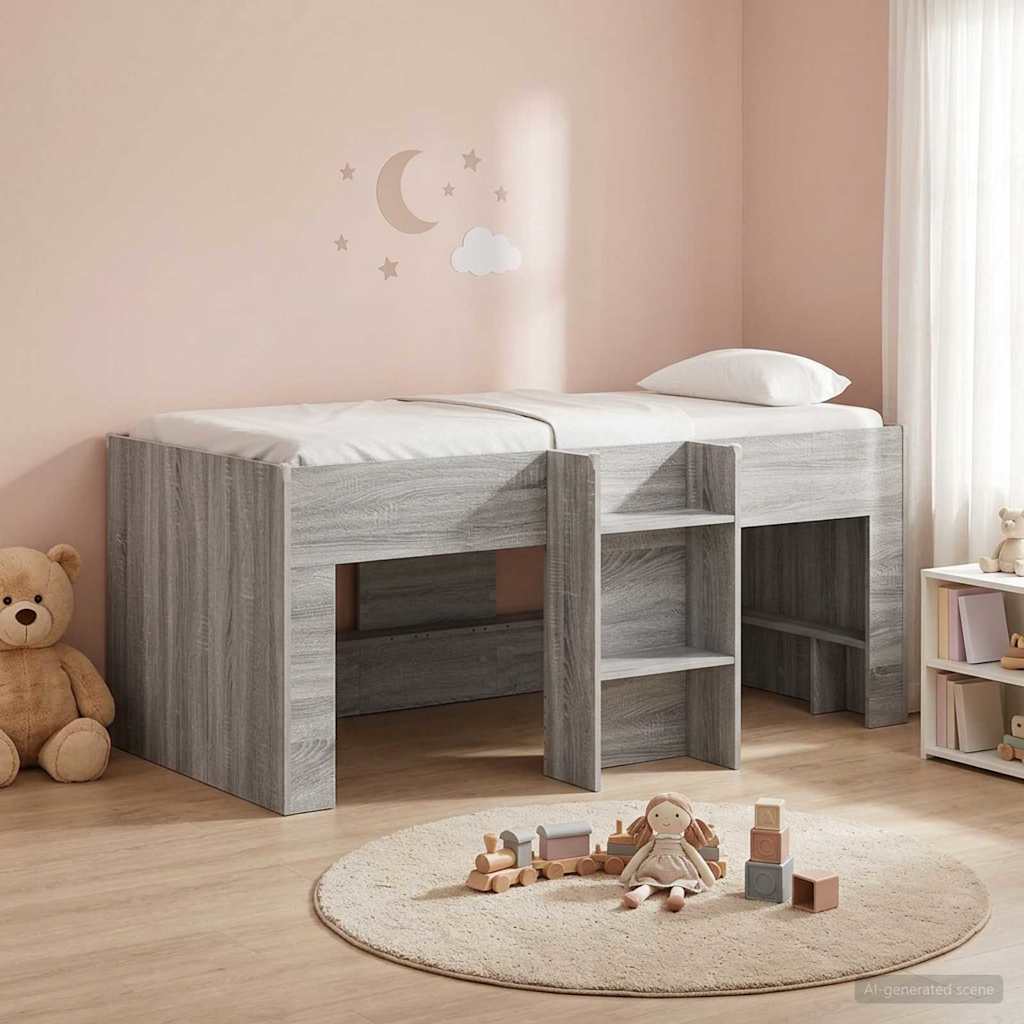 Kids'High Bed Frame 2 pcs Grey Sonoma 163 x 101.1 x 68.5 cm
