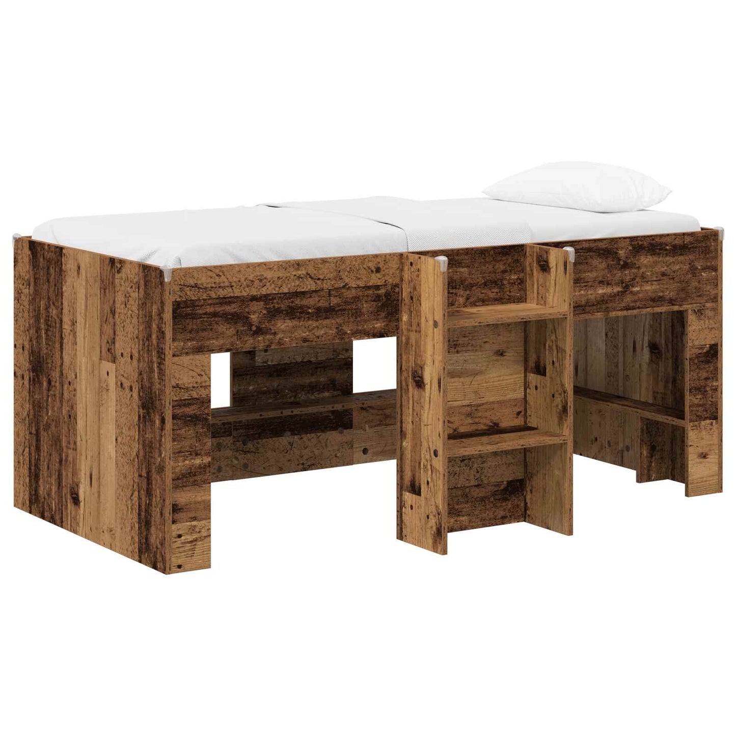 Kids'High Bed Frame 2 pcs Old Wood 163 x 101.1 x 68.5 cm