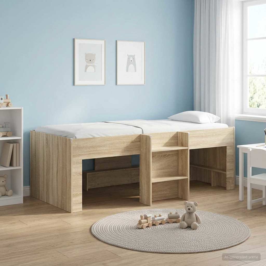 Kids'High Bed Frame 2 pcs Sonoma Oak 90 x 190 cm