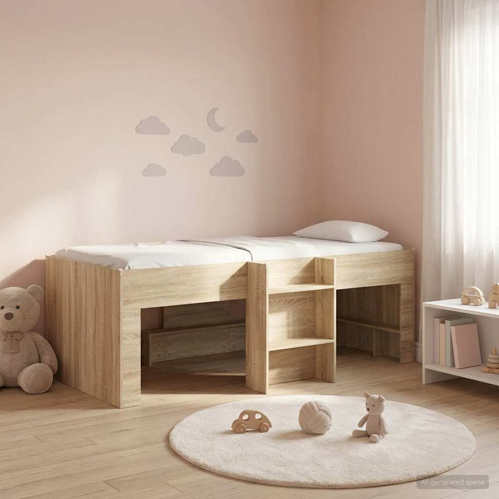 Kids'High Bed Frame 2 pcs Sonoma Oak 90 x 190 cm