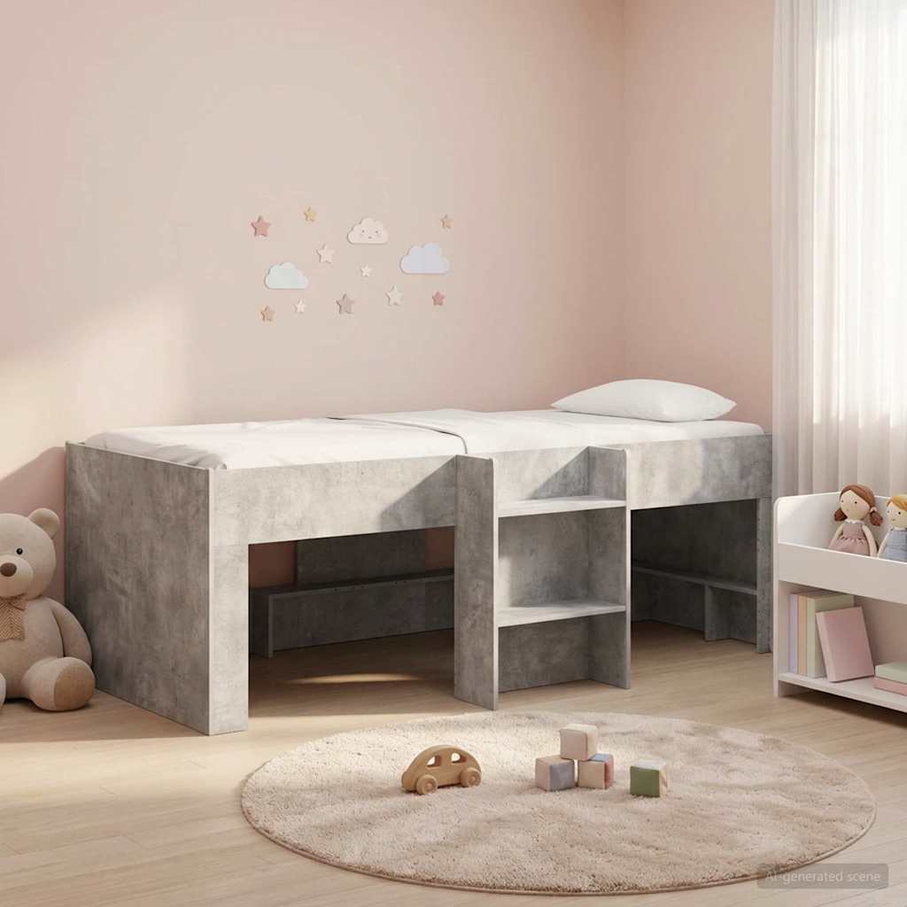 Kids'High Bed Frame 2 pcs Concrete Grey 90 x 190 cm