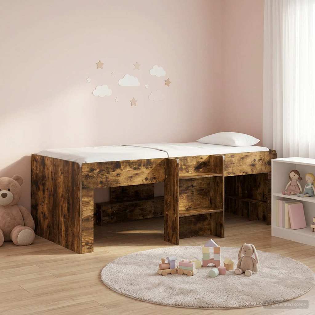 Kids'High Bed Frame 2 pcs Smoked Oak 90 x 190 cm