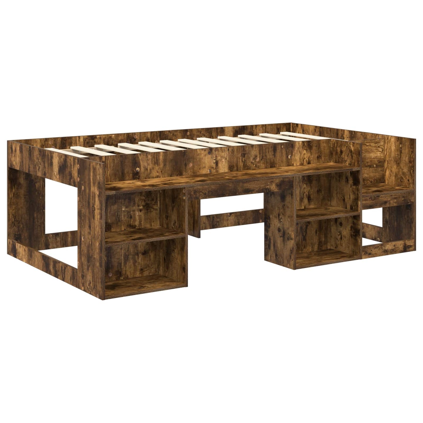 Kids'Bed Frame with Storage Smoked Oak 90 x 200 cm