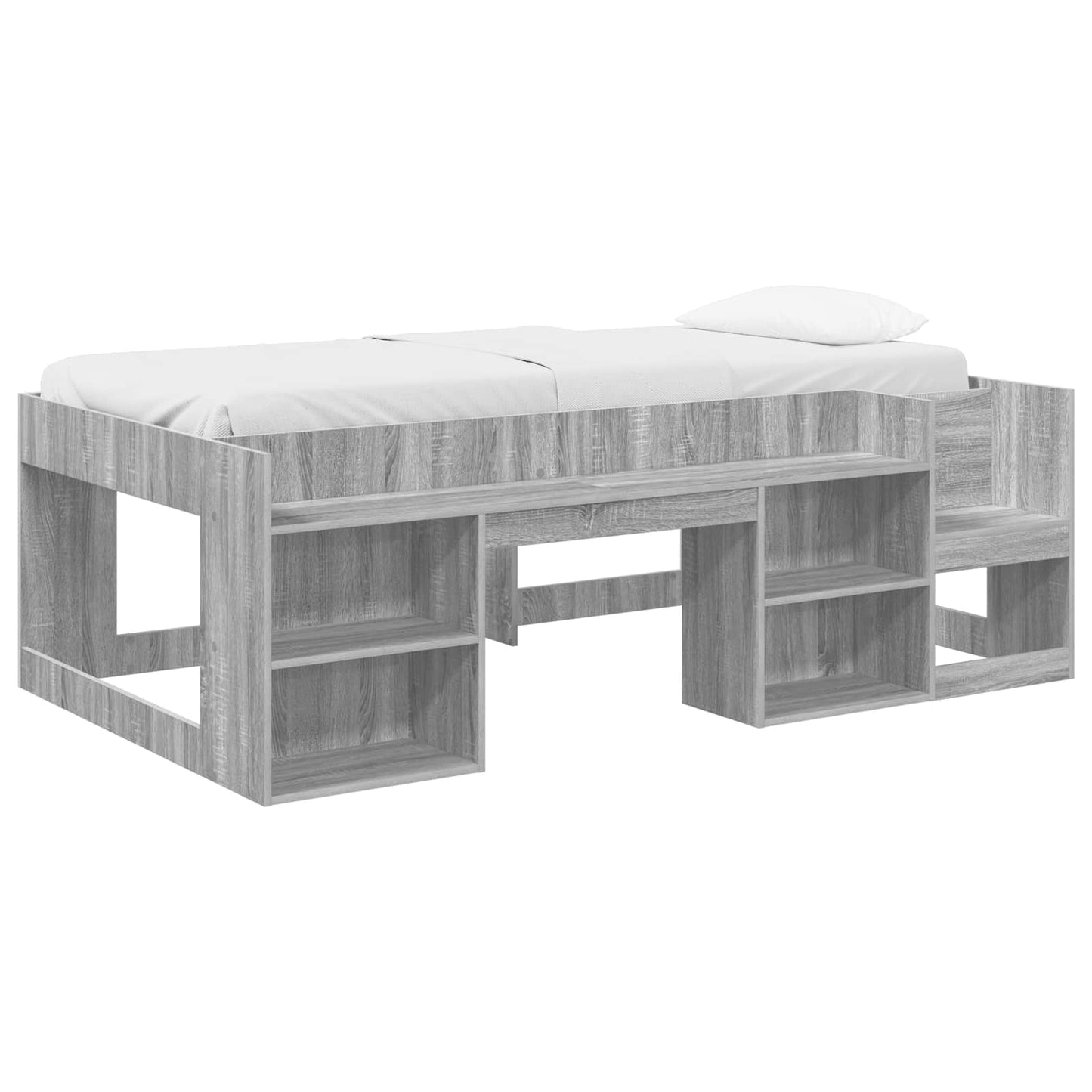 Kids'Bed Frame with Storage Grey Sonoma 90 x 200 cm