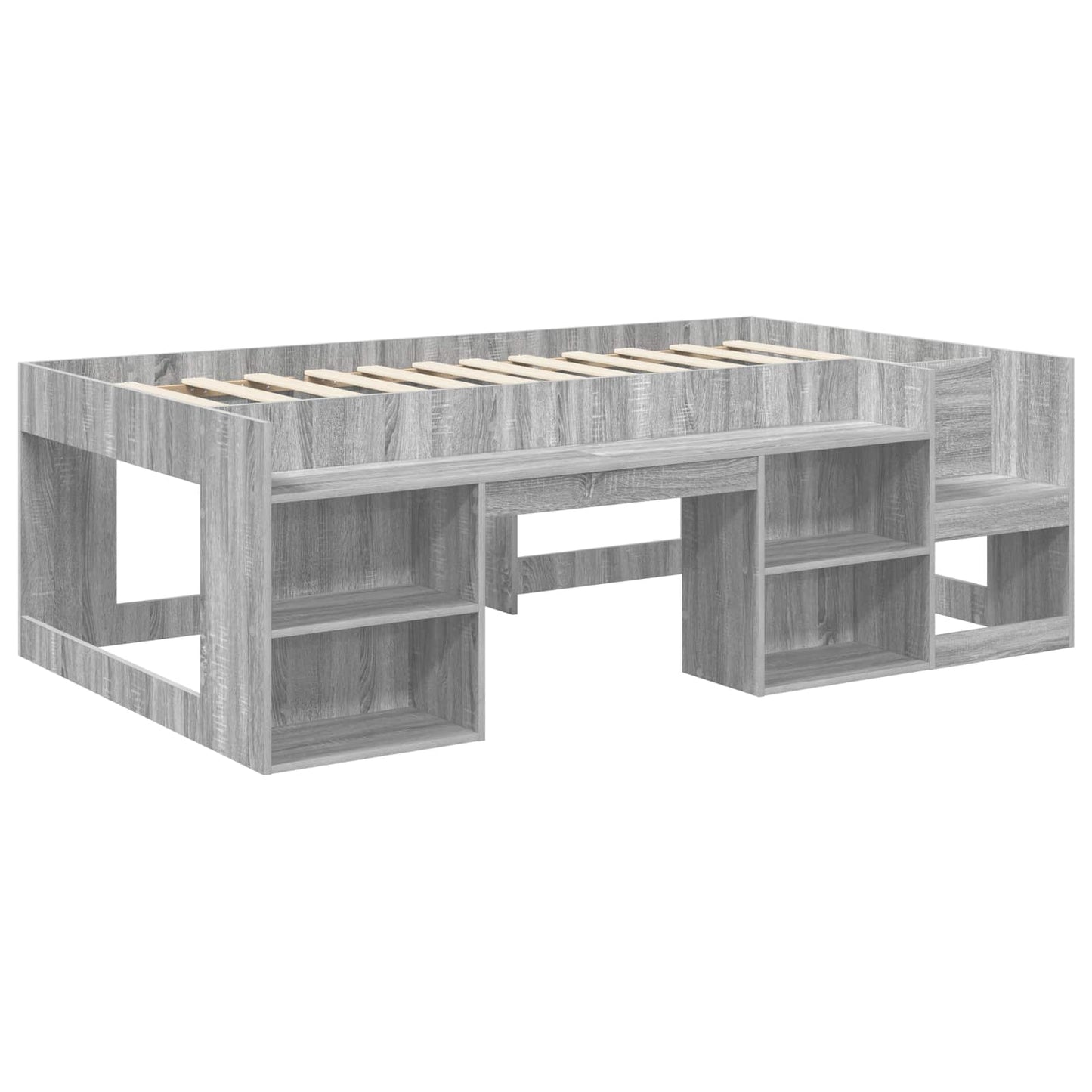 Kids'Bed Frame with Storage Grey Sonoma 90 x 200 cm