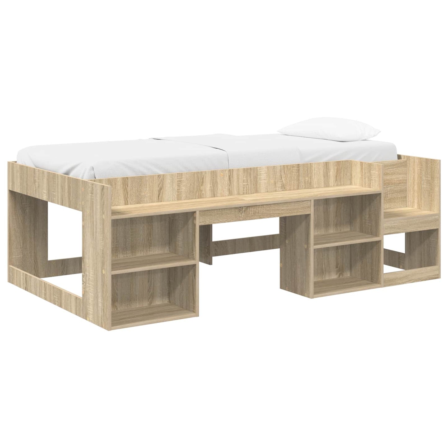 Kids'Bed Frame with Storage Sonoma Oak 98.5 x 200 cm