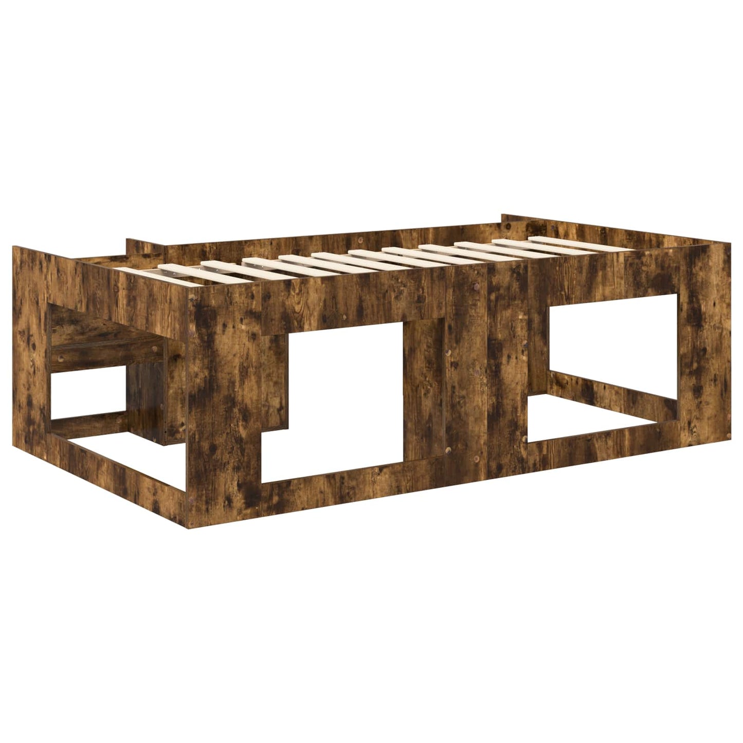 Kids'Bed Frame with Storage Smoked Oak 98.5 x 200 cm