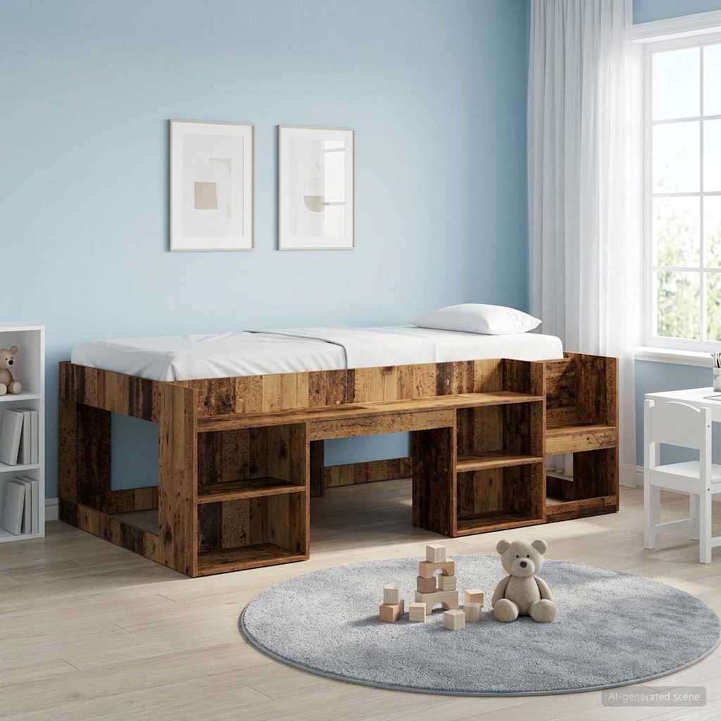 Kids'Bed Frame with Storage Old wood 98.5 x 200 cm