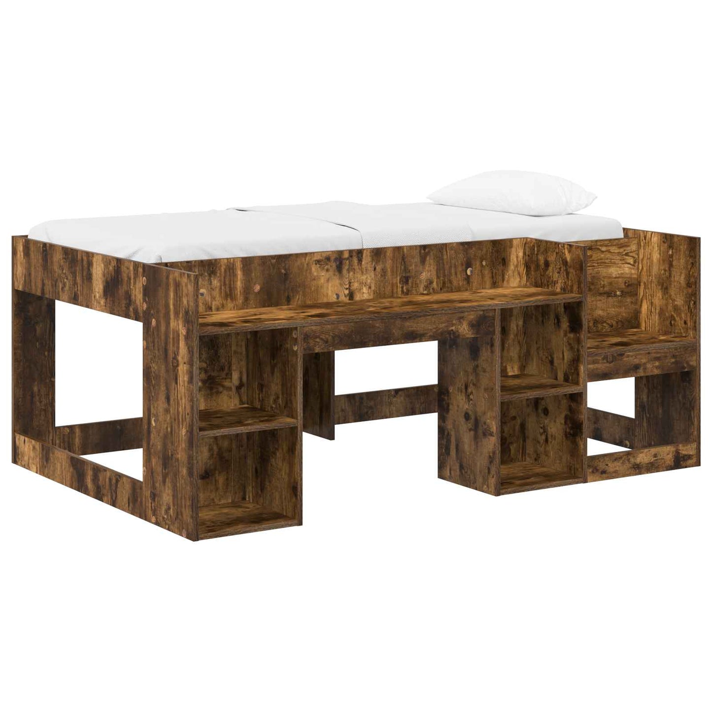 Kids'Bed Frame with Storage Smoked Oak 80 x 160 cm