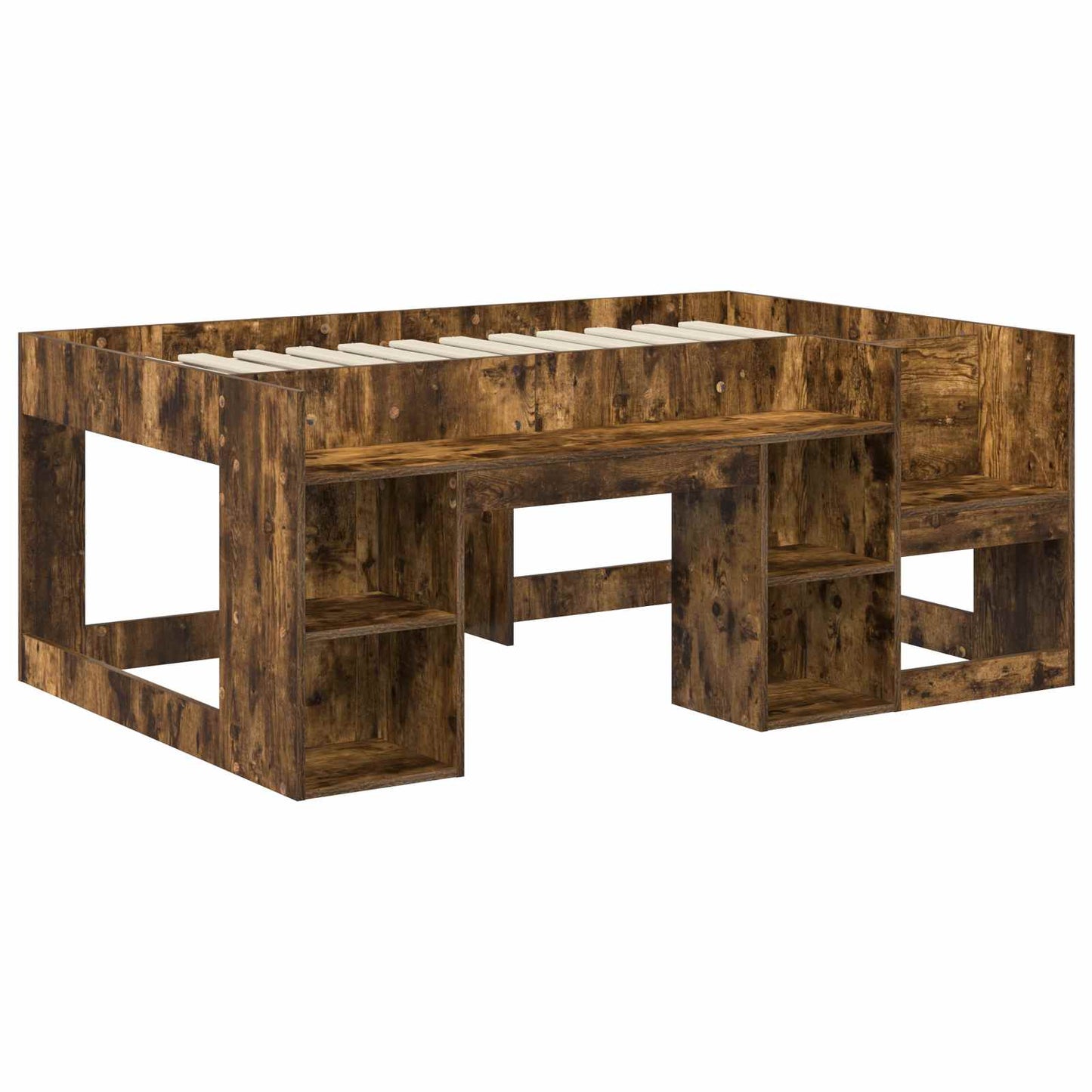 Kids'Bed Frame with Storage Smoked Oak 80 x 160 cm