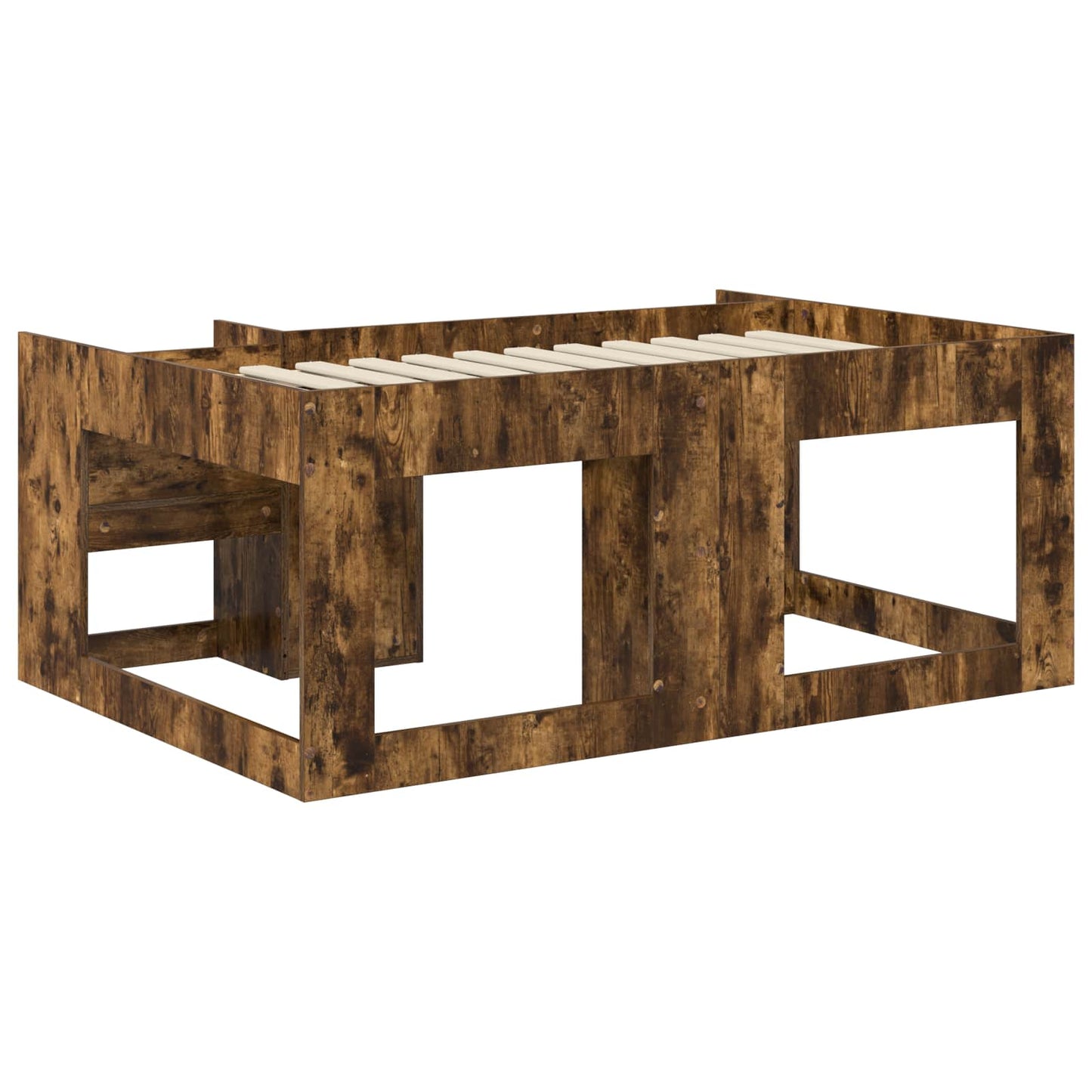 Kids'Bed Frame with Storage Smoked Oak 80 x 160 cm
