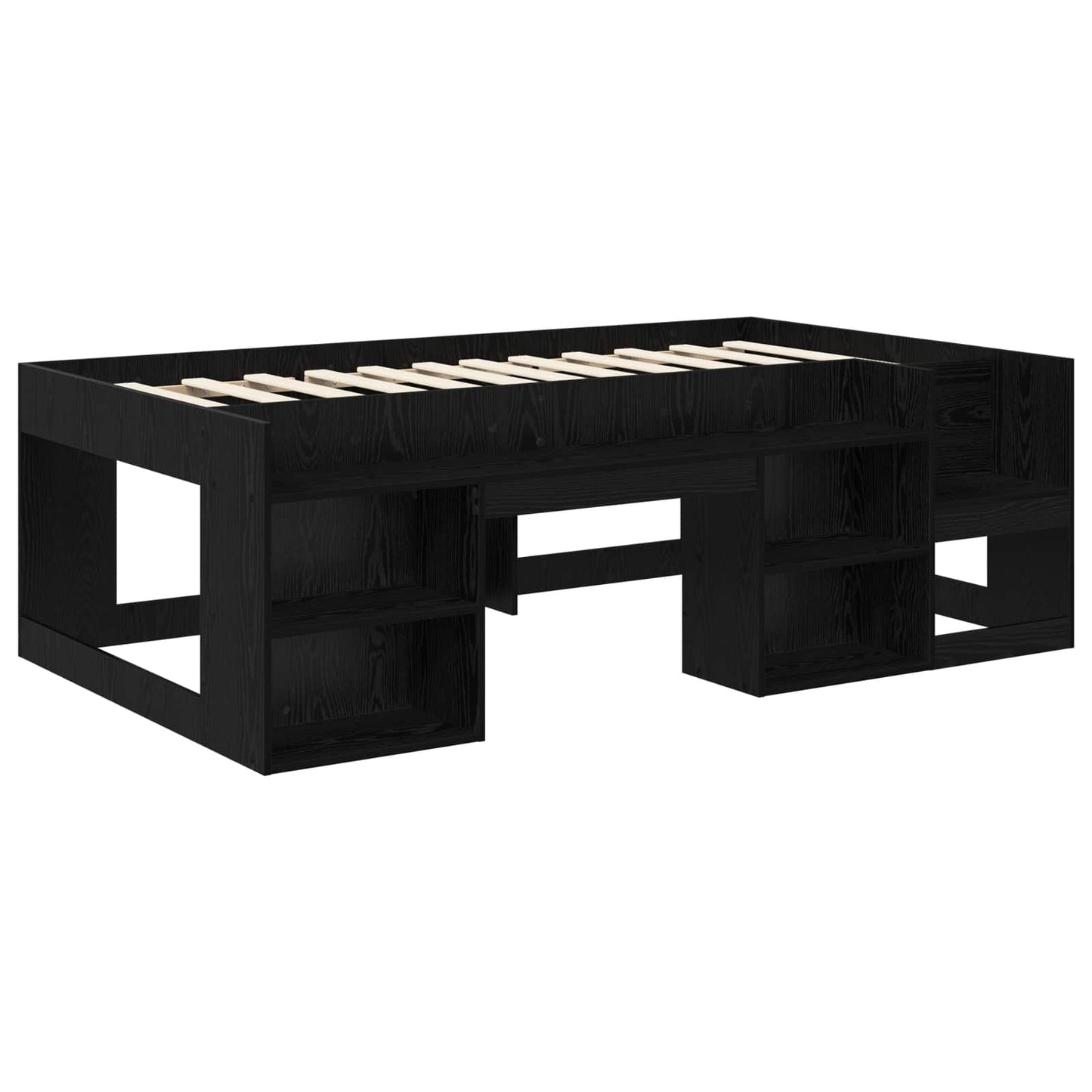 Kids'Bed Frame with Storage Black Oak 90 x 190 cm