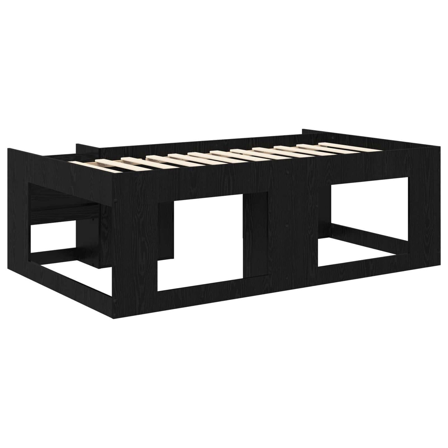 Kids'Bed Frame with Storage Black Oak 90 x 190 cm