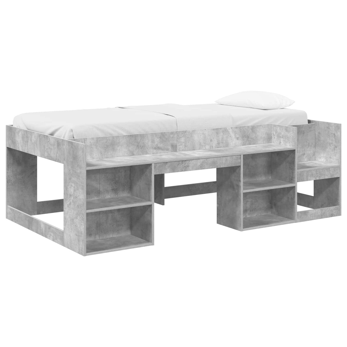 Kids'Bed Frame with Storage Concrete Grey 90 x 190 cm