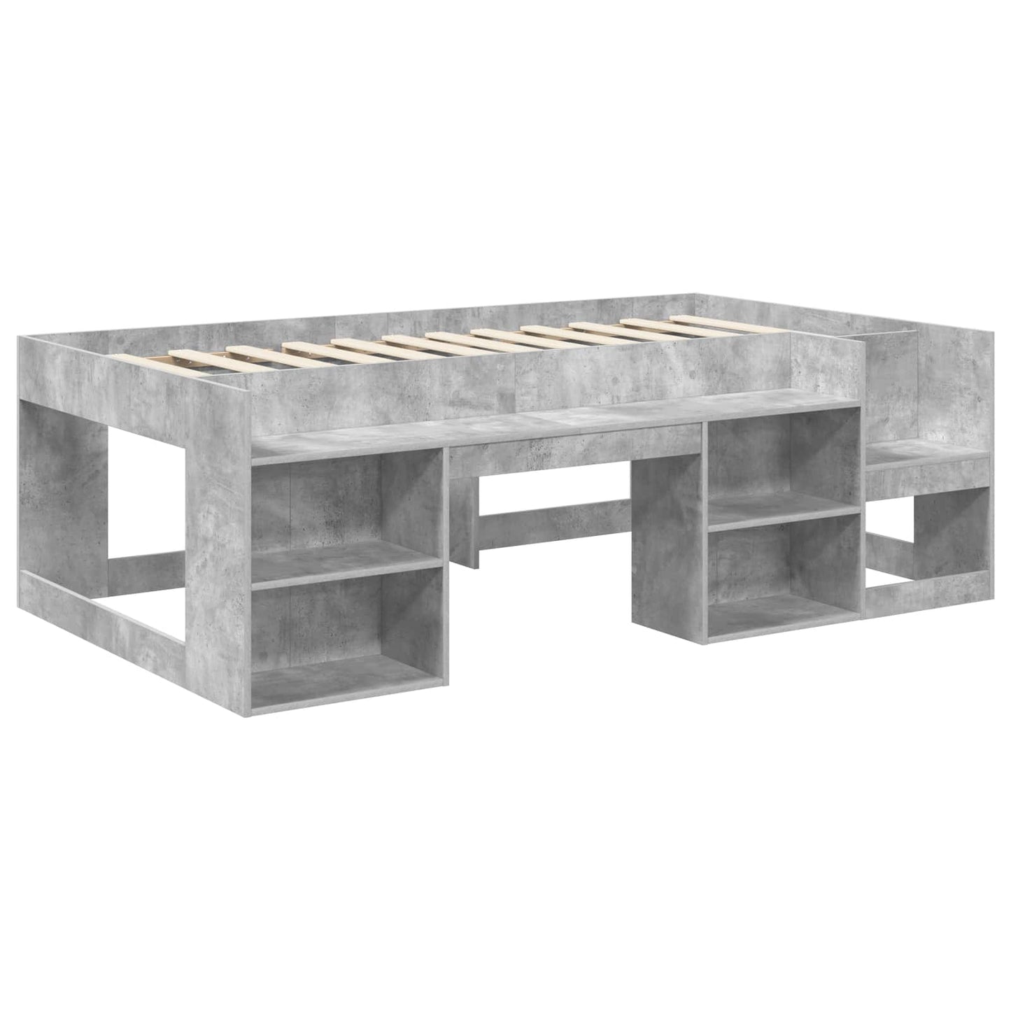 Kids'Bed Frame with Storage Concrete Grey 90 x 190 cm
