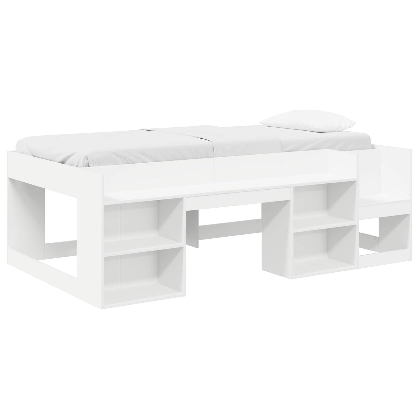 Kids'Bed Frame with Storage White 75 x 190 cm Engineered Wood