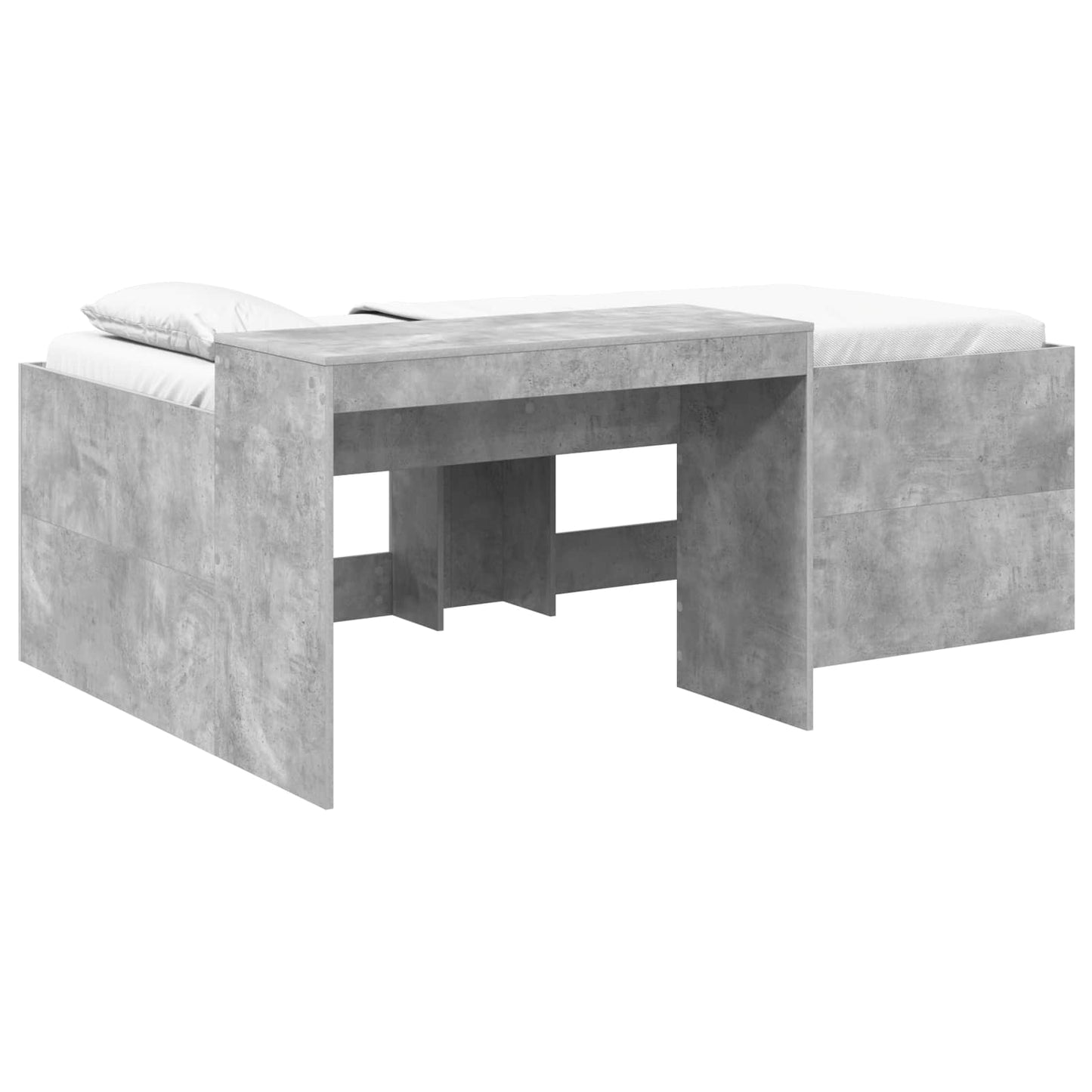 Kids'High Bed Frame with Desk Concrete Grey 80 x 200 cm