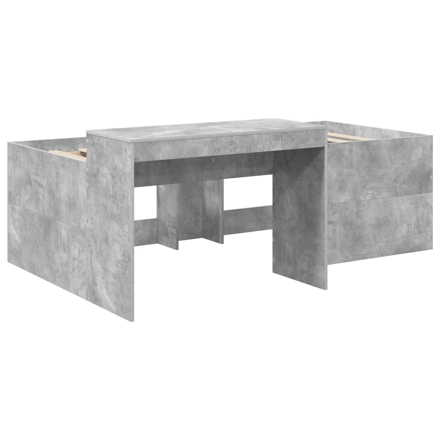 Kids'High Bed Frame with Desk Concrete Grey 80 x 200 cm
