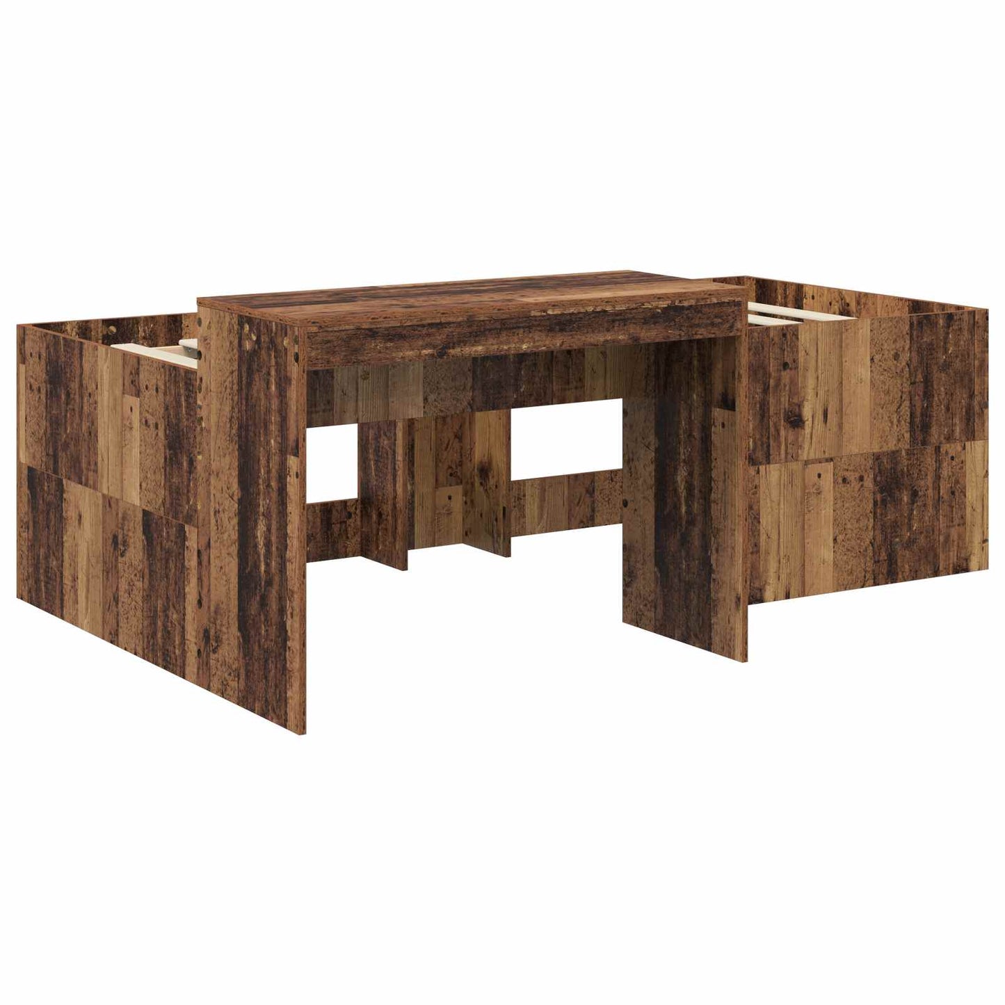 Kids'High Bed Frame with Desk Old wood 80 x 200 cm
