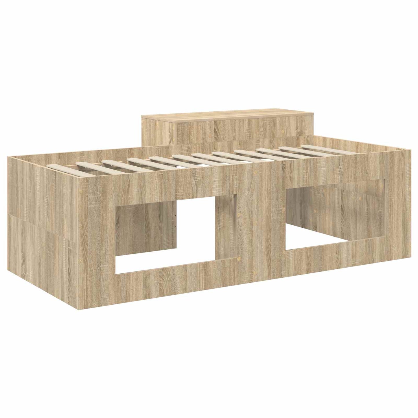 Kids'High Bed Frame with Desk Sonoma Oak 98.5 x 200 cm