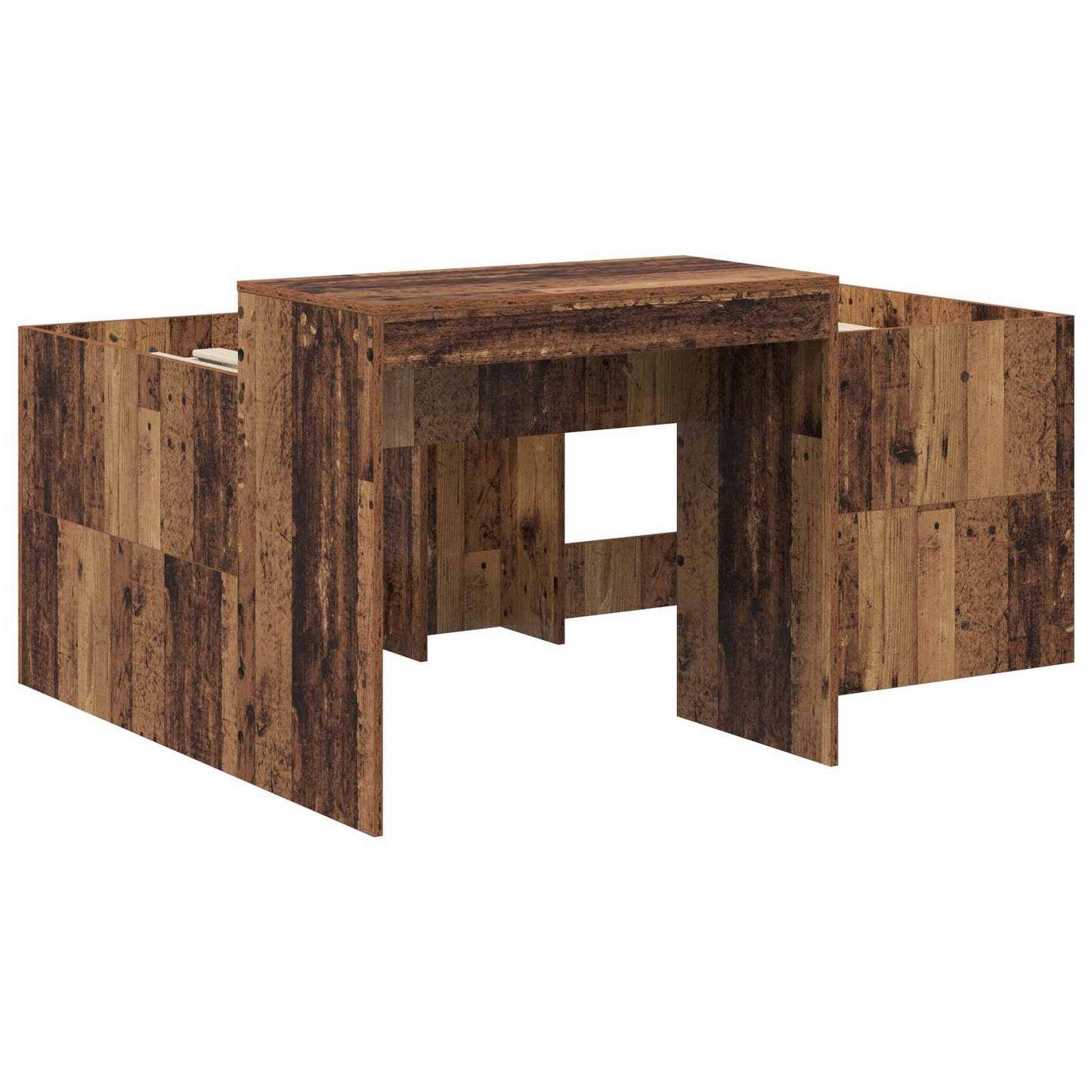 Kids'High Bed Frame with Desk Old Wood Engineered Wood