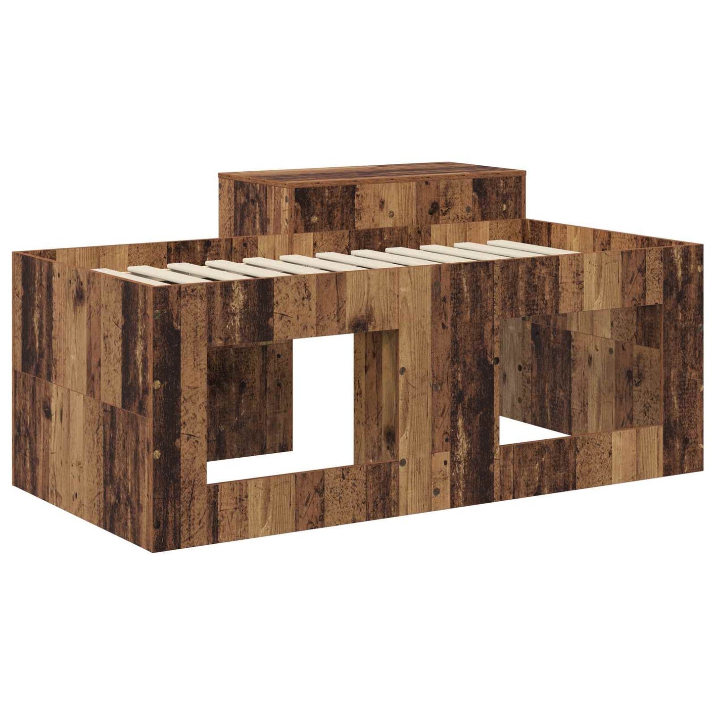 Kids'High Bed Frame with Desk Old Wood Engineered Wood