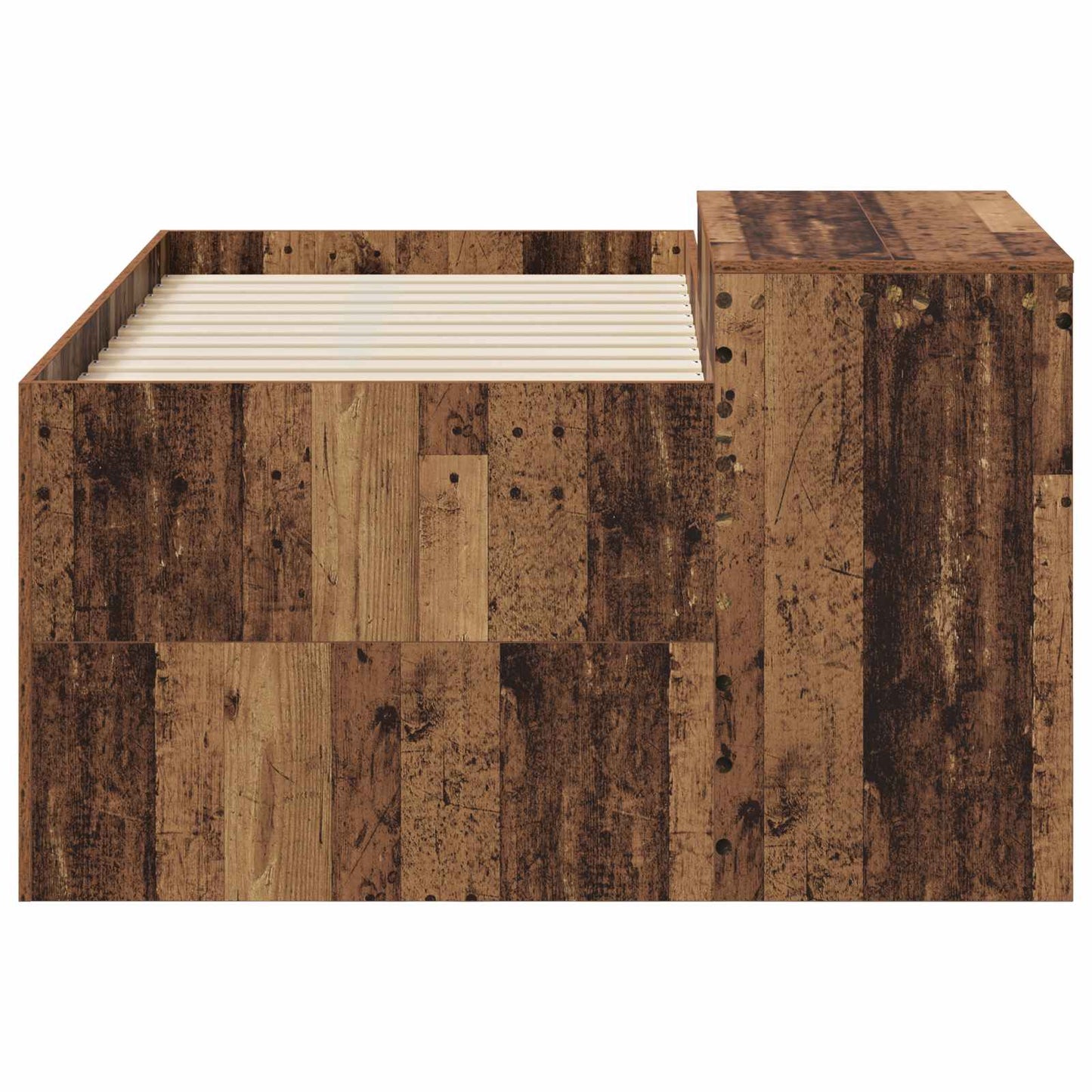 Kids'High Bed Frame with Desk Old Wood Engineered Wood