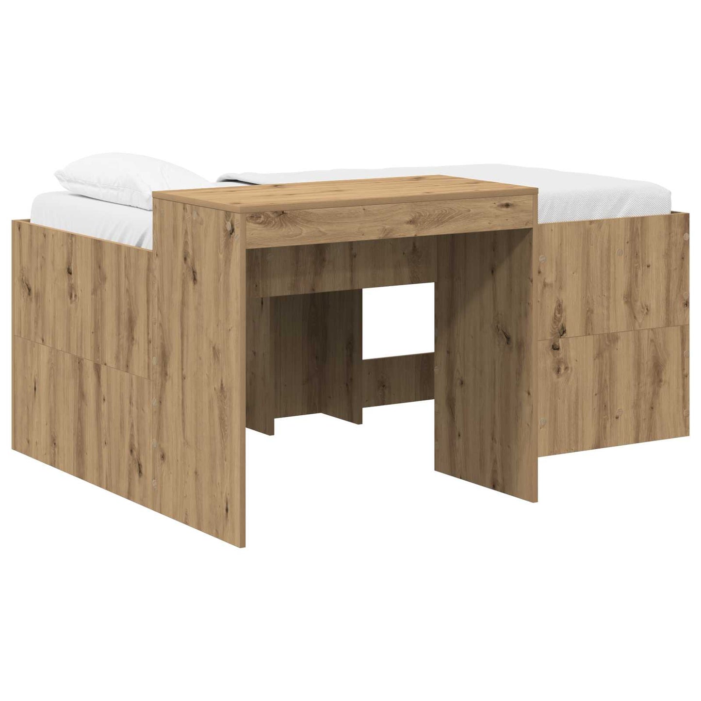Kids'High Bed Frame with Desk Artisan Oak Engineered Wood