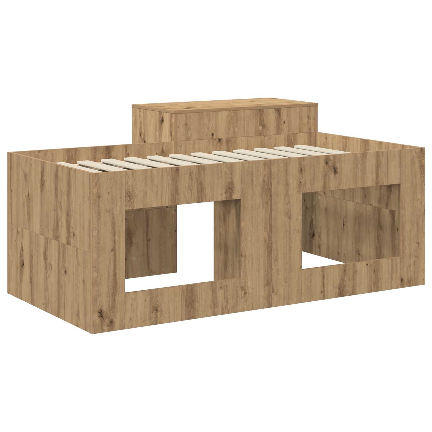 Kids'High Bed Frame with Desk Artisan Oak Engineered Wood