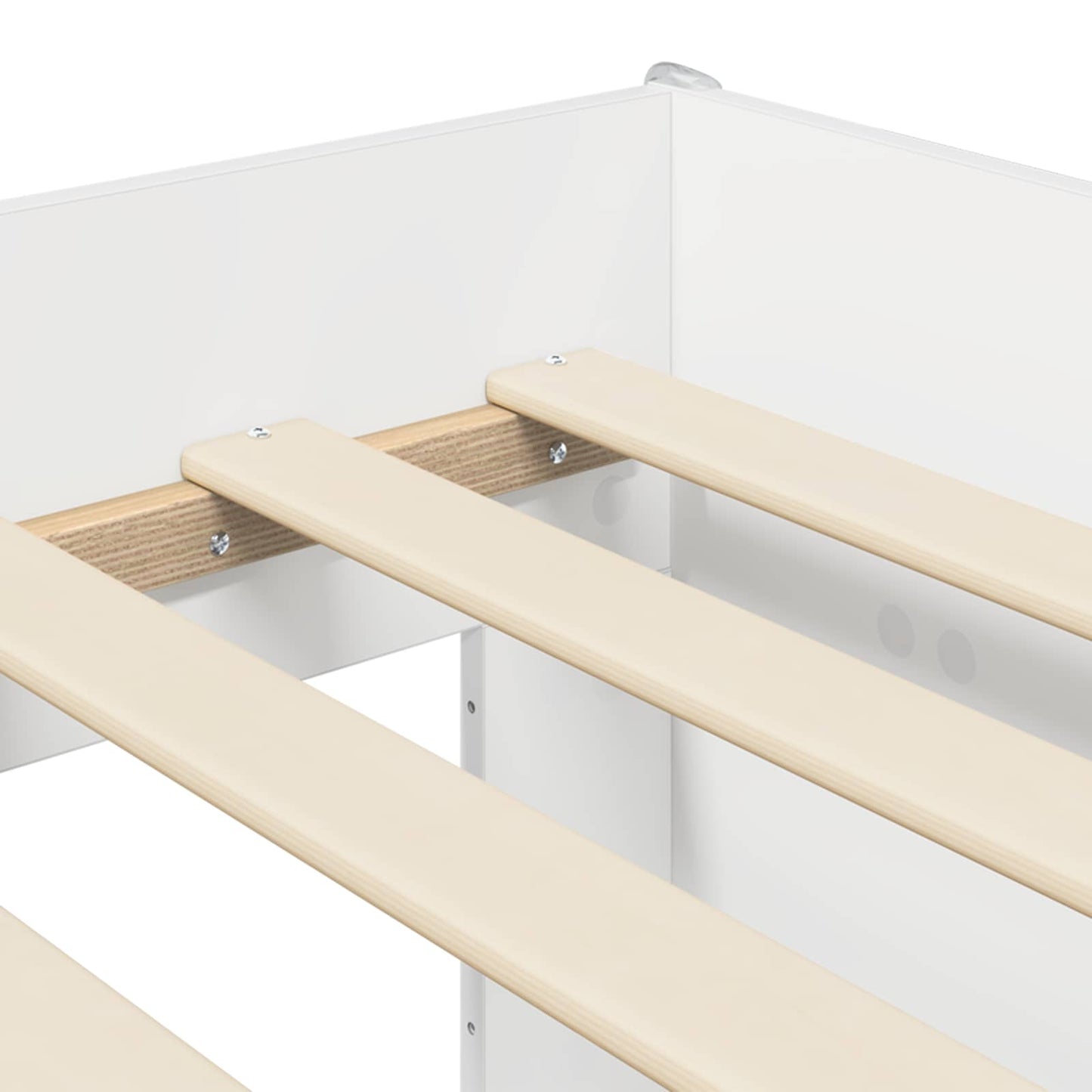 Kids'High Bed Frame with Desk White Engineered Wood