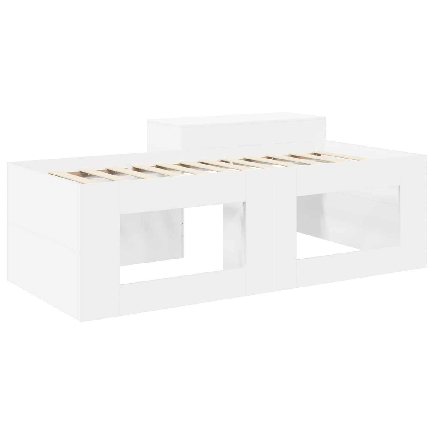 Kids'High Bed Frame with Desk White Engineered Wood