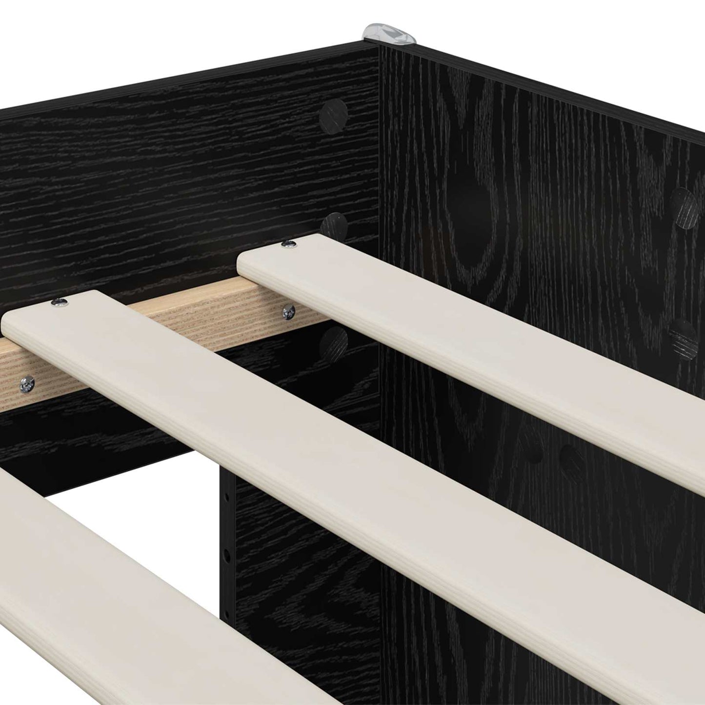 Kids'High Bed Frame with Desk Black Engineered Wood
